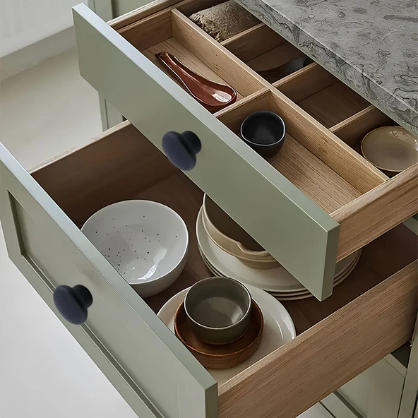 Mantar Kulp Düğme 10 ADET Çekmece Mutfak Mobilya Dolabı Dolap Kulpu Kulbu Plastik Kulp Siyah - Resim 3