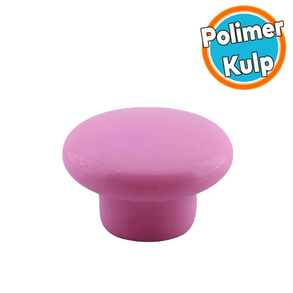 Mantar Kulp Düğme 10 ADET Çekmece Mutfak Mobilya Dolabı Dolap Kulpu Kulbu Plastik Kulp Pembe - Resim 6