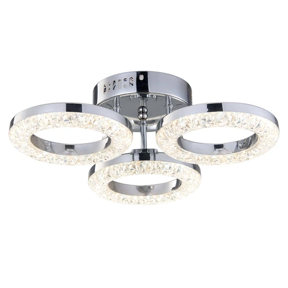 Apliqa Oylum 3'lü Krom 24 Watt Kristalli Koridor Salon Led Plafonyer Avize - Resim 4