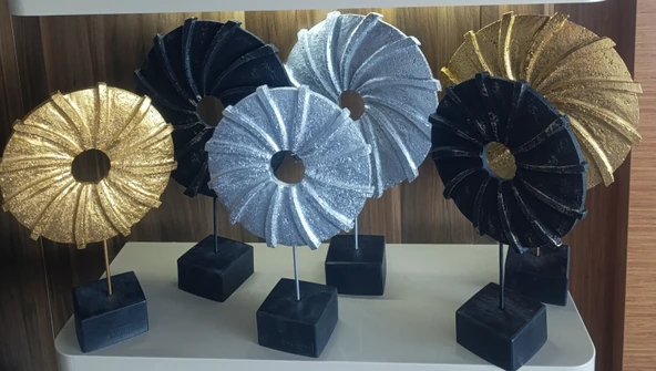 kırılmaz polyester,SİYAH RENK halka pervane figürlü biblo - Resim 3