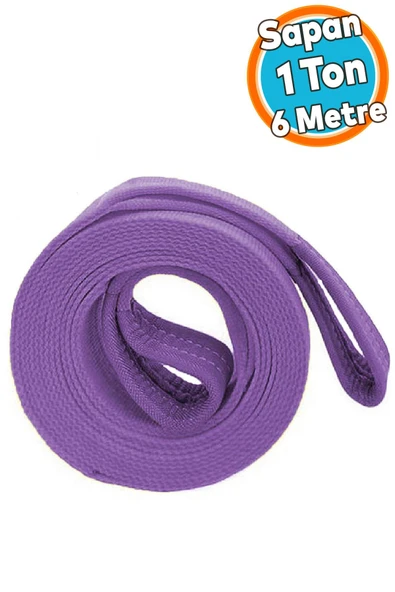 Polyester Spanzet Sapan Lila Renk 1 Ton 6 Metre Sağlam Yük Kaldırma Taşıma İndirme Halat