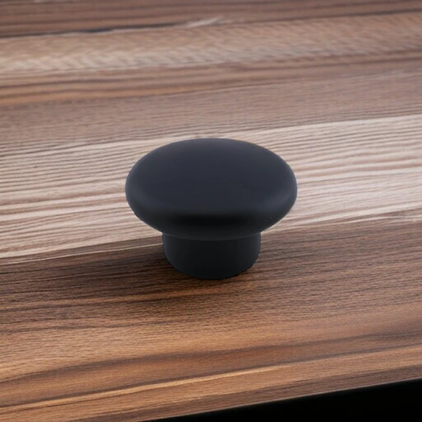 Mantar Kulp Düğme 10 ADET Çekmece Mutfak Mobilya Dolabı Dolap Kulpu Kulbu Plastik Kulp Siyah - Resim 5