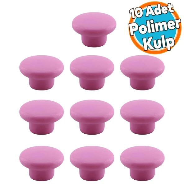 Mantar Kulp Düğme 10 ADET Çekmece Mutfak Mobilya Dolabı Dolap Kulpu Kulbu Plastik Kulp Pembe ürün görseli