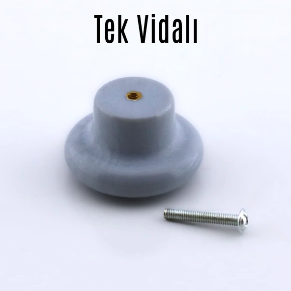 Mantar Kulp Düğme 10 ADET Çekmece Mutfak Mobilya Dolabı Dolap Kulpu Kulbu Plastik Kulp Gri - Resim 2