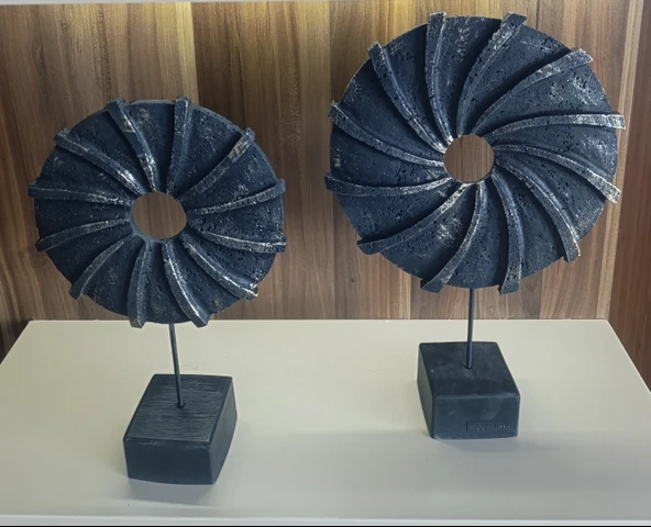 kırılmaz polyester,SİYAH RENK halka pervane figürlü biblo - Resim 2