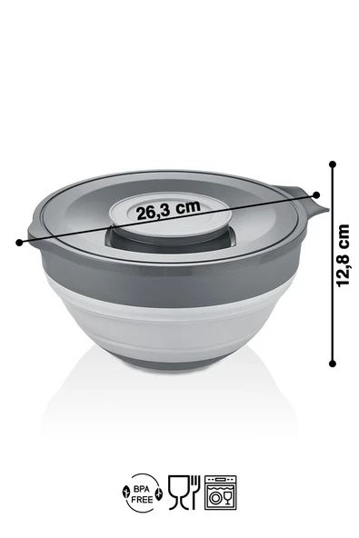 2’si 1 Arada Katlanabilen Mikser Karıştırma Kabı ve Kapaklı Saklama Kabı - Resim 3