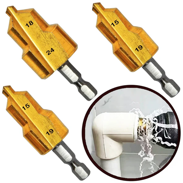 Pprc 20-25mm Plastik Su Borusu Tamir Matkap Ucu Havşa Rayba Delme 3 Lü Tıraş Seti