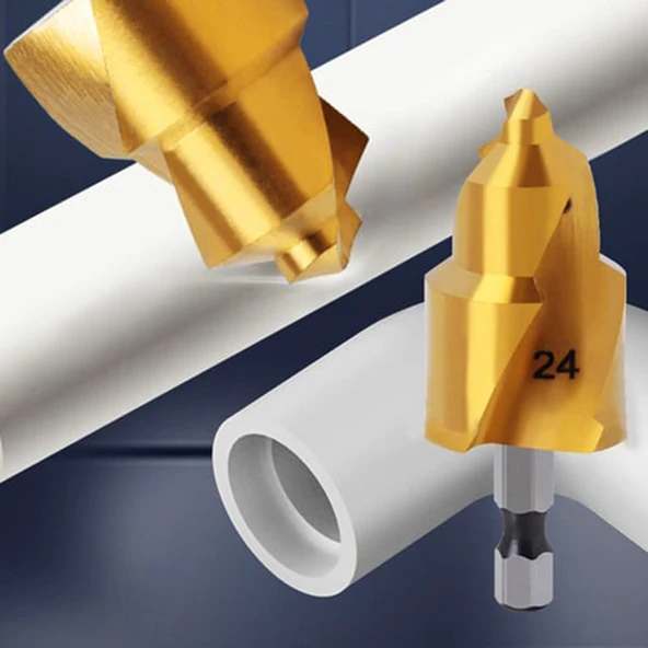 Pprc 20-25mm Plastik Su Borusu Tamir Matkap Ucu Havşa Rayba Delme 3 Lü Tıraş Seti - 3