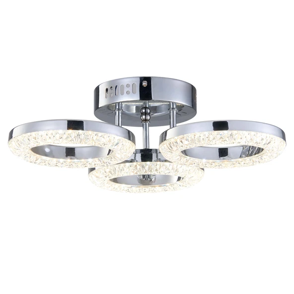 Apliqa Oylum 3'lü Krom 24 Watt Kristalli Koridor Salon Led Plafonyer Avize - Resim 3