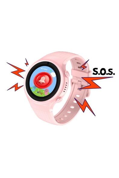 5S Akıllı Çocuk Saati - Görüntülü Arama, Gps, Sos, Sağlık Takibi, Güvenli Alan Pembe - 2
