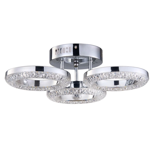 Apliqa Oylum 3'lü Krom 24 Watt Kristalli Koridor Salon Led Plafonyer Avize - Resim 2