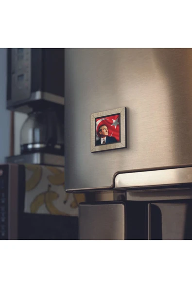 Mustafa Kemal Atatürk Baskılı MDF Magnet 7X7 - 2