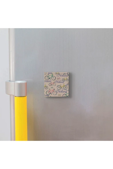Hollanda Bisklet Görseli Baskılı Taş Magnet 5X5 - 3