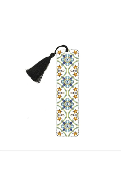 Italyan Desen Baskılı, Püsküllü Kitap Ayracı (hediyelik Bookmark,ayraç-134)