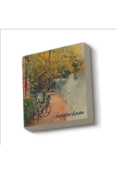 Amsterdam Görseli Baskılı Taş Magnet 5X5