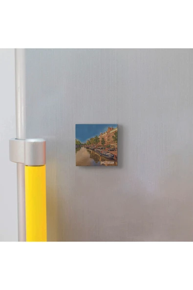 Amsterdam Görseli Baskılı Taş Magnet 5X5 - 2