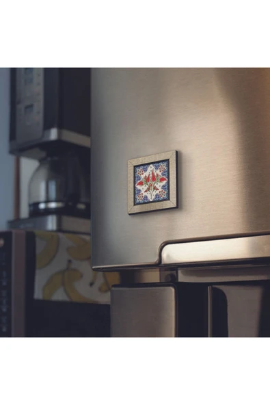 Osmanlı İznik Çini Deseni Baskılı MDF Magnet 7X7 - 2