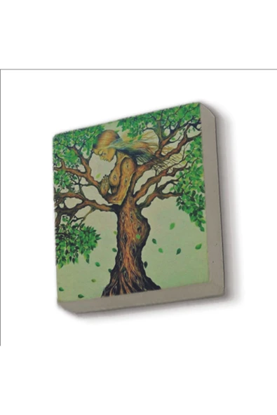 Ağaç Kadın Baskılı Taş Magnet 5X5