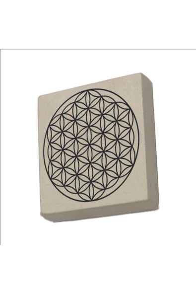Yaşam Çiçeği Deseni Baskılı Taş Magnet 5X5