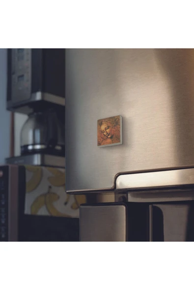 Kadın Başı Eskizi (Leonardo Da Vinci, 1508) Baskılı Taş Magnet 5X5 - 2