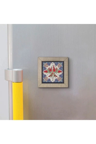 Osmanlı İznik Çini Deseni Baskılı MDF Magnet 7X7 - 3