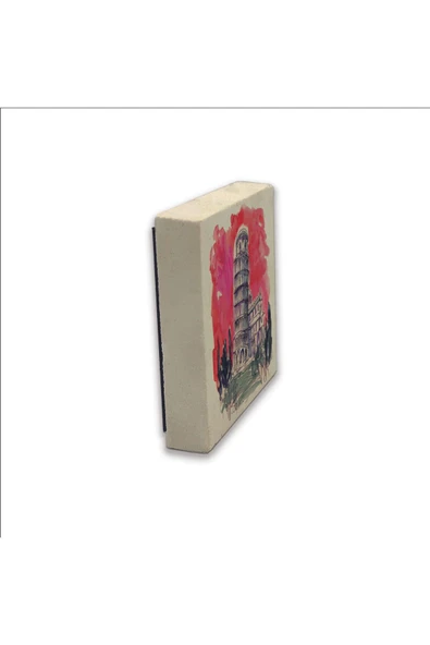 Pisa Kulesi Baskılı Taş Magnet 5X5 - 4
