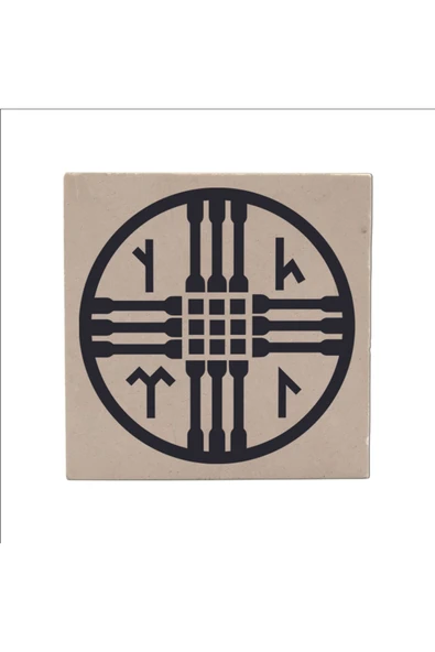 Tengricilik Sembolü Baskılı Taş Magnet 5X5 - 5