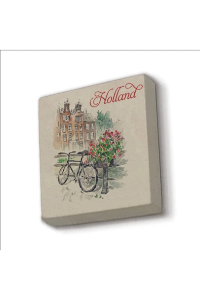 Hollanda Bisklet Görseli Baskılı Taş Magnet 5X5