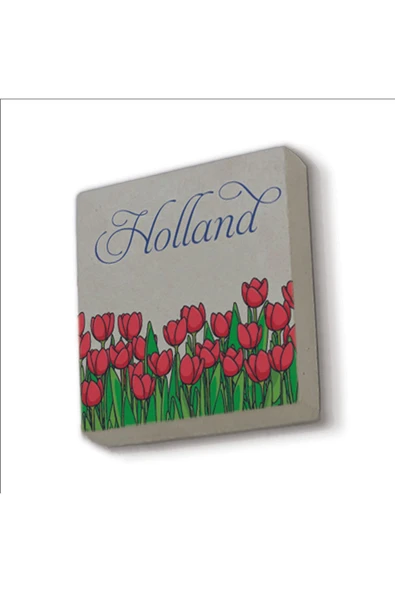 Hollanda Lale Görseli Baskılı Taş Magnet 5X5