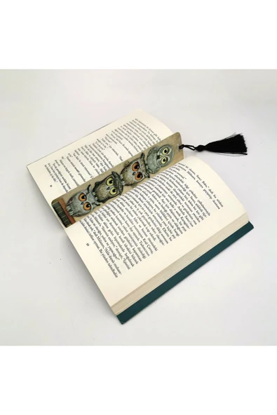 Sevimli Baykuşlar Baskılı, Püsküllü Kitap Ayracı (hediyelik Bookmark,ayraç-119) - 2