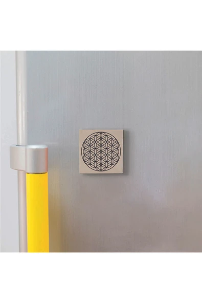 Yaşam Çiçeği Deseni Baskılı Taş Magnet 5X5 - 2
