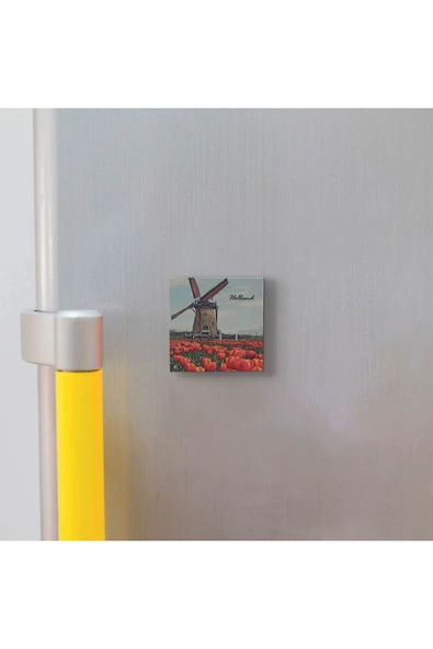 Hollanda Görseli Baskılı Taş Magnet 5X5 - 3