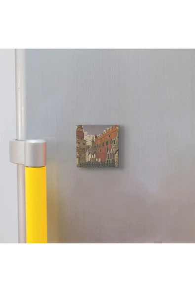 İtalya Görseli Baskılı Taş Magnet 5X5 - 3