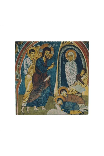 Kapadokya Göreme Karanlık Kilise Freski - Lazarus'un Dirilişi Baskılı Taş Magnet 5X5 - Resim 5