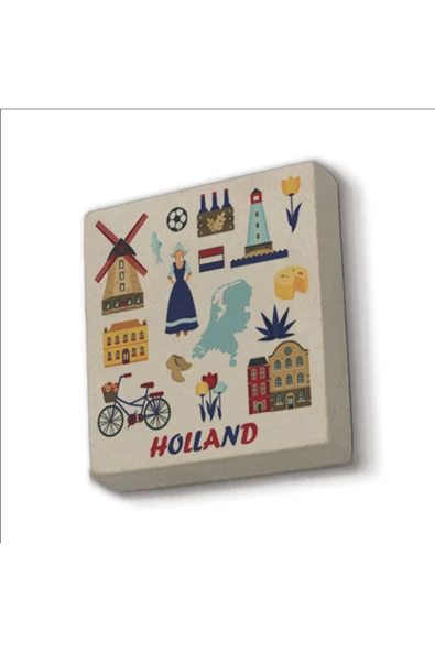 Hollanda Sembolleri Baskılı Taş Magnet 5X5