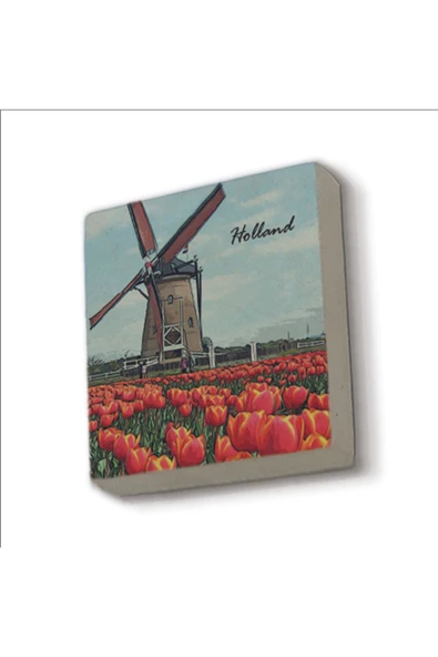 Hollanda Görseli Baskılı Taş Magnet 5X5