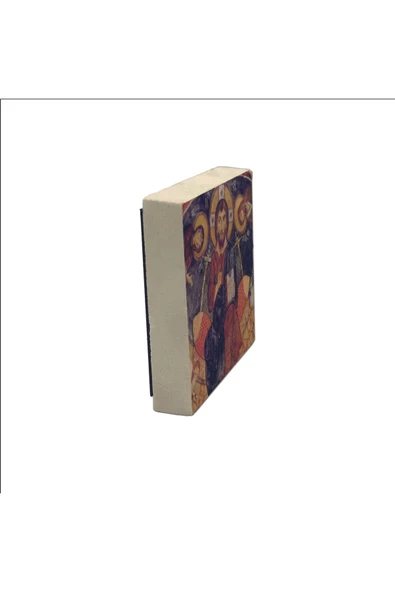 Kapadokya Göreme Karanlık Kilise Freski - Deesis Baskılı Taş Magnet 5X5 - 4