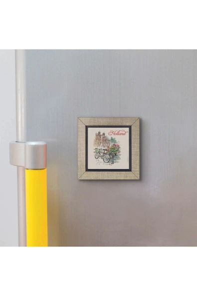Hollanda Bisklet Görseli Baskılı MDF Magnet 7X7 - 3