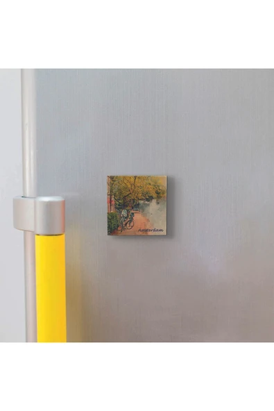 Amsterdam Görseli Baskılı Taş Magnet 5X5 - 2