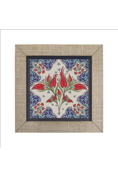 Osmanlı İznik Çini Deseni Baskılı MDF Magnet 7X7 - 4