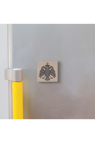 Bizans Kartal Logosu Baskılı Taş Magnet 5X5 - 3