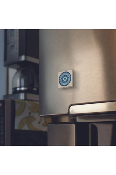 Nazar Boncuklu Desen Baskılı Taş Magnet 5X5 - 2