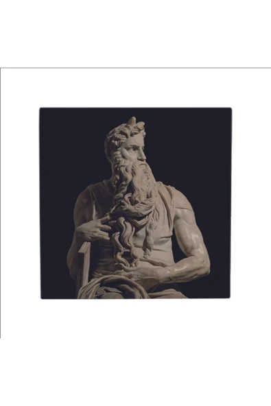 Musa'nın Hükmü Heykeli (Heykeltıraş: Michelangelo) Baskılı Taş Magnet 5X5 - 5