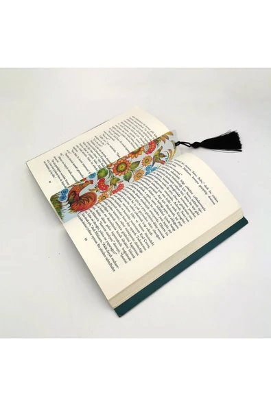 Horozlu Desen Baskılı, Püsküllü Kitap Ayracı (hediyelik Bookmark,ayraç-120) - 2