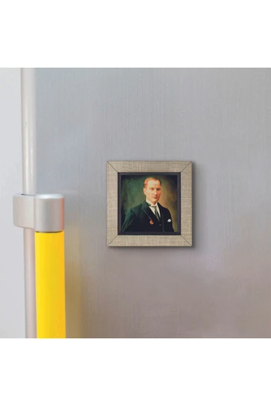 Mustafa Kemal Atatürk Baskılı MDF Magnet 7X7 - 3
