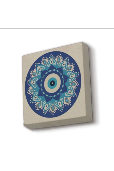 Nazar Boncuklu Desen Baskılı Taş Magnet 5X5