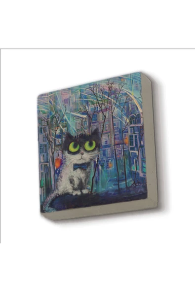 İstanbul Kedisi Baskılı Taş Magnet 5X5