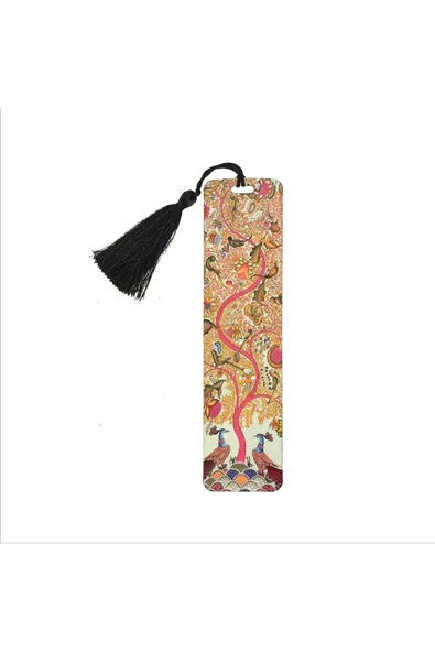 Tavuskuşu Ve Yaşam Ağacı Baskılı, Püsküllü Kitap Ayracı (hediyelik Bookmark,ayraç-121)