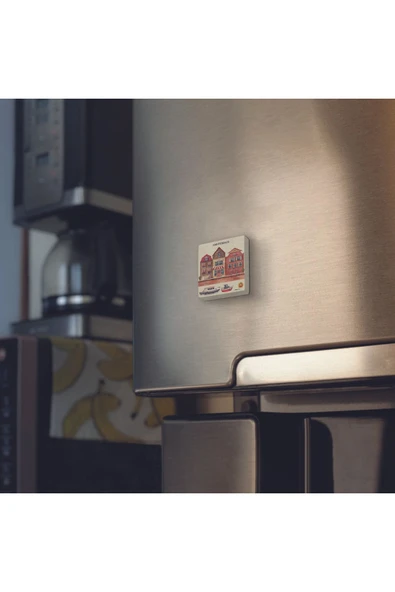 Amsterdam Görseli Baskılı Taş Magnet 5X5 - 3