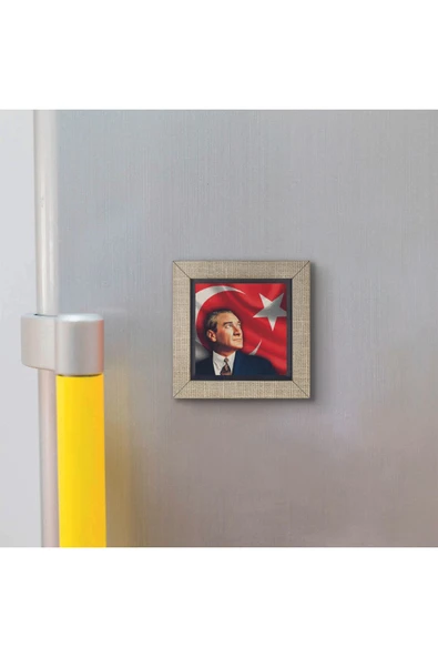 Mustafa Kemal Atatürk Baskılı MDF Magnet 7X7 - 3